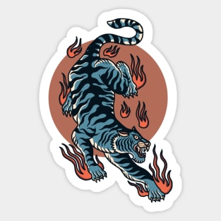 Pouncing Blue Tiger Sticker